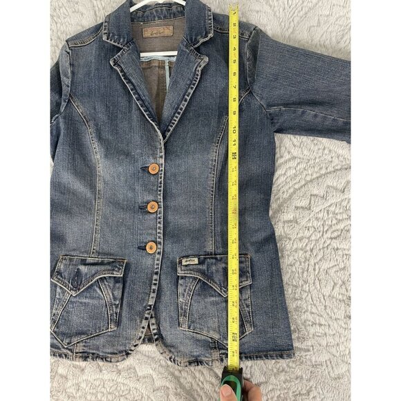 Vintage 90’s Levi Strauss Signature Women’s Blazer Jacket Stretch Denim Sz M - Picture 9 of 10